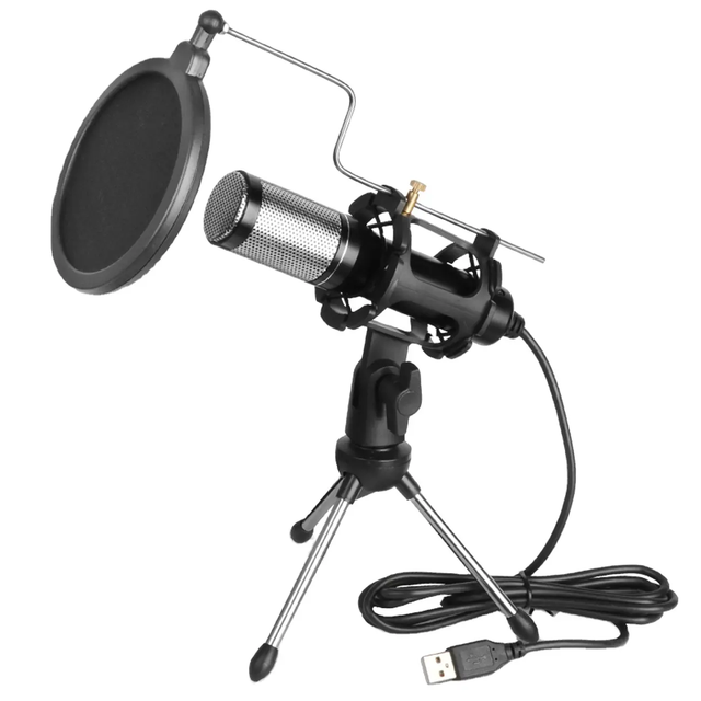 Professional USB E300 Studio Recording Microphone Wired Desktop Stand for Live Broadcast Singing & Gaming