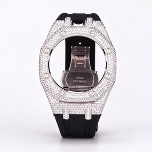 Maßgefertigtes Luxus-VVS-Moissanit-Diamantgehäuse und -Armband für AP Swatch Royal Pop Moissanit-Diamantgehäuse-Armband für AP Royal Pop SWatch - Product Image 1