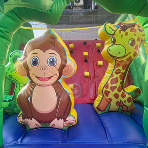 Parcours d'obstacles gonflable <span class=keywords><strong>rouge</strong></span> et vert avec toboggan pour enfants - Château gonflable combiné pour jeux amusants - Product Image 6