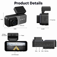 Mini caméra embarquée discrète 4K+2K, écran 3,18 pouces, double objectif, WIFI, enregistrement en time-lapse, DVR 2 canaux