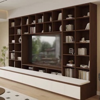 Meuble TV mural style crème, étagères ouvertes, meubles TV personnalisés pour salon OEM ODM