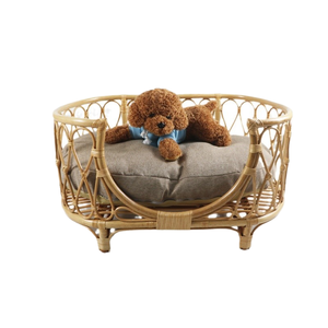 Niches pour chiens en rotin à motif uni, écologiques, universelles quatre saisons, lits pour animaux de compagnie en rotin véritable, artisanat - Product Image 1