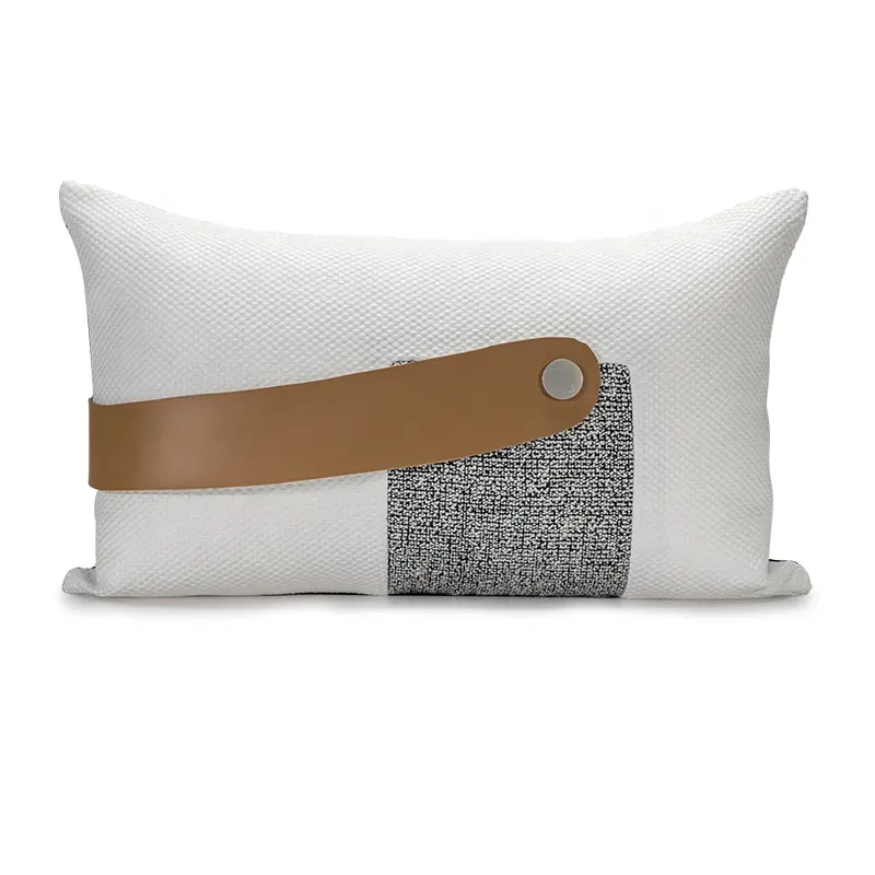 Brown White Light Luxury Sofa Pillow Cushion Simple Modern Bedroom Pillowcase Lumbar Pillow Throw Pillow Cover