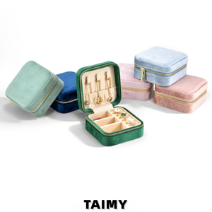 Custom Logo High Grade Square Velvet Zipper Jewelry <strong>Box</strong> Wholesale Portable Jewelry Storage Case Rings Necklace Earrings Gift <strong>Box</strong> - Product Image 4