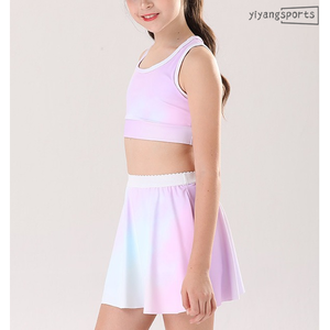 Conjunto de ropa de tenis para chicas adolescentes de 4 a 12 años con estampado de sublimación, falda de dos piezas y camiseta sin mangas - Product Image 5