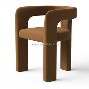 <strong>Dining</strong> Room <strong>Table</strong> and Chairs Set Modern <strong>Dining</strong> <strong>Table</strong> Armchairs with Open Back <strong>Design</strong> Fabric Kitchen Chairs - Product Image 5