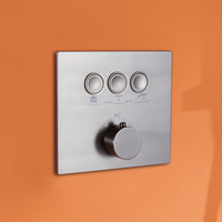 Mitigeur de douche thermostatique mural monotrou en laiton poli avec fonction pluie et massage, pour salle de bain encastrée