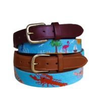 Sabuk gesper logam kulit sapi kulit sapi sabuk sulaman pola desain ulang tahun mode baru