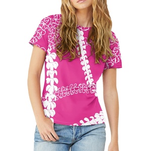 Dropshipping ropa señoras cuello redondo Camiseta Puakenikeni líneas arte diseño patrón estampado bajo demanda verano Mujer Top - Product Image 3