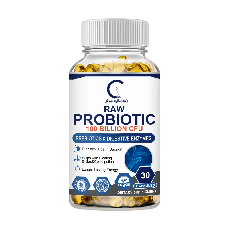 30pcs Capsules Probiotiques Brutes Enzymes Digestives Santé Soutien 100 Milliards CFU Compléments Alimentaires