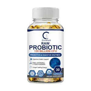 30pcs Raw Probiotic Capsules Digestive Enzyme Health Support 100 Billion CFU Dietary Supplements