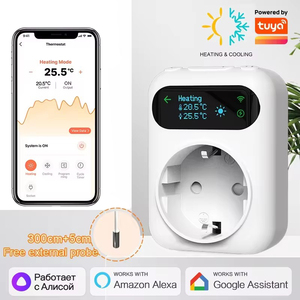 Tuya WIFI dijital termostat soket 16A çıkış fişi uzaktan sıcaklık kontrol cihazı zamanlayıcı anahtarı soğutma isıtma 3m Sensor sensörü - Product Image 2