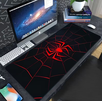 Tapis de bureau grand format avec logo Spider-Web rouge et noir, antidérapant, base en caoutchouc durable, accessoire de bureau résistant aux taches pour souris de jeu