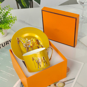 Xương Trung Quốc mạ vàng cà phê Tea Cup <span class=keywords><strong>Set</strong></span> sứ Cappuccino cup gốm tách trà và chiếc đĩa Bộ - Product Image 5