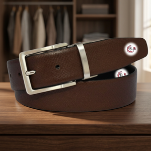 Cinturón Reversible de cuero de alta calidad para hombre, cinturón cruzado de un lado, negro y marrón, hebilla trenzada de Zinc - Product Image 2