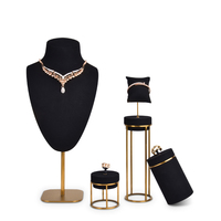 Jinsky Luxe nouveauté haut de gamme en métal microfibre bijoux présentoir ensemble pour anneau boucle d'oreille pendentif collier bracelet boutique
