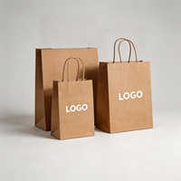 Sac d'emballage en papier kraft brun naturel OEM et ODM, robuste avec poignée, pour la livraison de plats à emporter, fourni par le fabricant