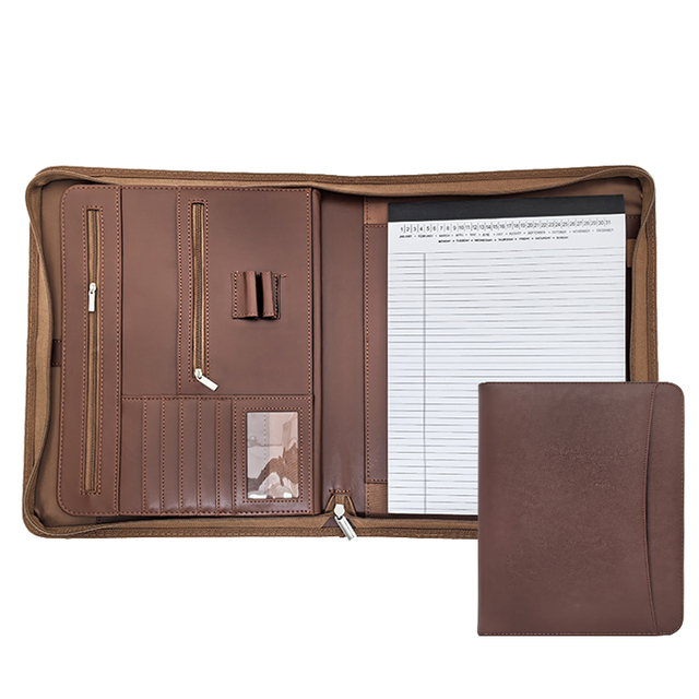 ModernQiu High Quality Custom A4 PU Leather Padfolio