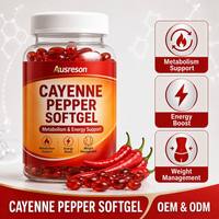 Capsules molles d'huile de piment de Cayenne biologique pour le soutien du métabolisme et le soulagement digestif, vente en gros de gélules de capsaïcine de piment de Cayenne