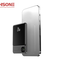 Mini 5000/10000mAh Casing Logam Nirkabel 20W Tipe-C Baterai Li-Polymer Ultra Tipis Pengisian Cepat Magnetik Layar LED Power Bank