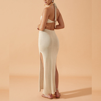 Évider les femmes Sexy sans manches 2024 tricoté Maxi Crochet plage couvrir robe