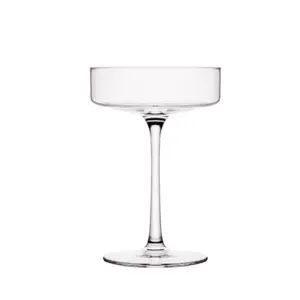 Bicchiere da cocktail piatto in cristallo senza piombo stelo lungo martini alto bicchiere da champagne