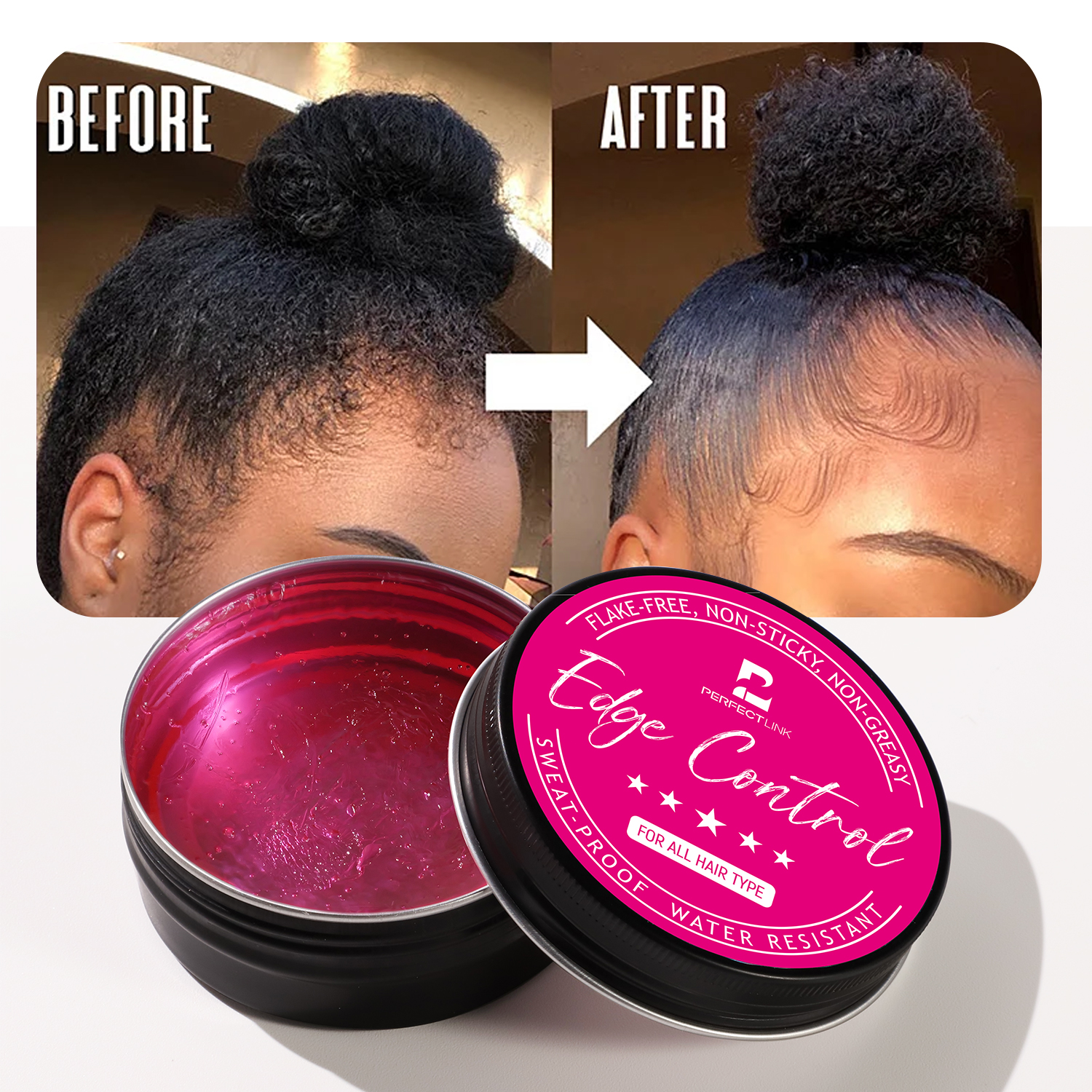 Private Label Shine Smooth Castor Oil Vegan Hair Styling Pomade Extreme Hold Braid Gel Custom Logo Edge Control