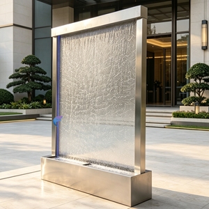 Custom movable water wall Modern indoor waterfall curtain Waterproof mesh water feature Huge cascading water curtain - Product Image 1