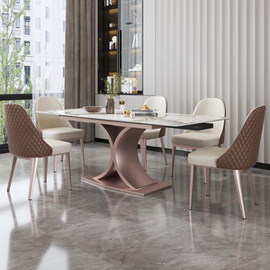 Ensemble Table à Manger de Luxe en Pierre Massive 6 Chaises, Table à Manger en Pierre Frittée 6 Places, Meubles de Foshan en Béton - Product Image 1