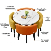 Ensemble de salle à manger rond moderne au design simple, table en bois avec pieds en métal, style bois MDF pour la maison, le café, le magasin, le restaurant
