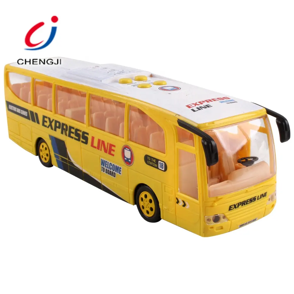 Modelo Eléctrico a escala 1:16, línea exprés de ciudad, cuentacuentos para bebés, juguete de autobús de plástico con luz