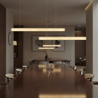 Lustre en marbre naturel à prisme lumineux pour plafond haut, idéal pour restaurant, villa, bar – Suspension longue à motif lumineux