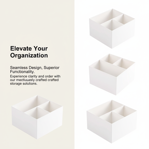 क्लासिक चमकदार इको फ्रेंडली टेबलटॉप स्क्वायर मल्टी-कम्पार्टमेंट स्टोरेज बॉक्स पेंसिल मामले ऑफिस टेबल स्टोरेज बॉक्स - Product Image 4