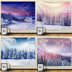Art Decor Naturel <span class=keywords><strong>Neige</strong></span> Paysage Paysage Série Brossé Tissu Court En Peluche Haute Qualité Tapisseries En Gros Cadeau De Vacances - Product Image 2