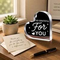Exhibidor de Acrílico en Forma de Corazón con Texto Personalizado, Impresión UV, Recuerdo Romántico para San Valentín, Bodas, Día de la Madre
