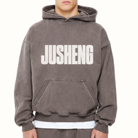 Vintage Wash Bedruckter Terry-Hoodie für Herren aus 100% Baumwolle, Schwergewichtig, Oversized Streetwear-Stil mit Überschnittener Schulter