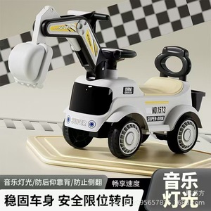 Children's Excavator Scooter Ride On Toy With <b>Bucket</b> For Kids Ages 1-6 Unisex Green <b>Plastic</b> Four Wheels - Product Image 3