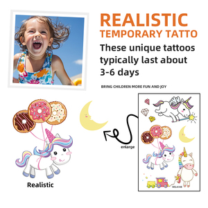 10 fogli personalizzati del produttore di <span class=keywords><strong>unicorno</strong></span> finto tatuaggio adesivo per bambini trasferimento di acqua Glitter tatuaggio temporaneo per feste - Product Image 3