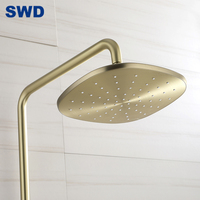 Robinet de salle de bain en laiton, effet pluie, or brossé, ensemble de robinets de santé, robinet de bain, mélangeur de douche, système de pluie, ensemble de douche doré