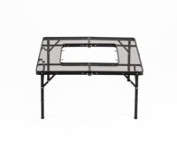 Grande table pliante à 4 hauteurs réglables Table pliante d'extérieur avec filet Table de plage pliante pour patio BBQ