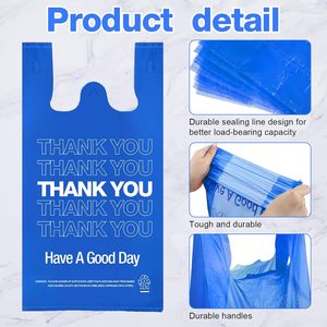 Thank You Biodegradable Plastic Bags Handles Bulk T-shirt Grocery <b>Shopping</b> Bags Colorful Customizable <b>Small</b> Business Retail - Product Image 2