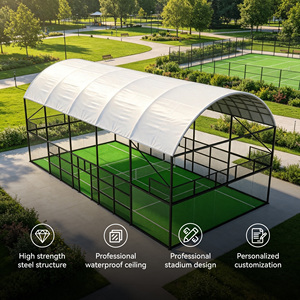 Terrain de padel panoramique avec toit fixe pour projet de construction d'installation sportive extérieure commerciale - Product Image 3