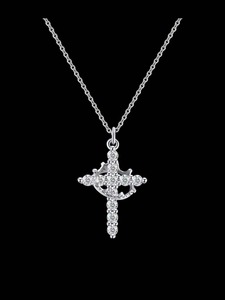 Pendentif croix couronne plaqué or 18 carats Collier simple diamant Pendentif mode femme pour maman Cadeaux fête des mamans Première Communion - Product Image 4