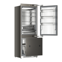 Réfrigérateur encastrable avec congélateur inférieur de 30 pouces, intérieur en acier inoxydable, armoire intégrée avec distributeur de glace