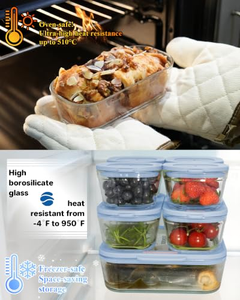 Contenedor de Alimentos Hermético de Diseño Moderno para la Escuela, Recipiente de Vidrio para Almacenamiento de Alimentos, Tapas de Vidrio Templado, Apto para Lavavajillas de Silicona - Product Image 3