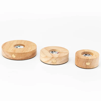 Vente chaude de haute qualité LED USB support de lampe de bureau en bois circulaire support de lampe en cristal chaud veilleuse en bois