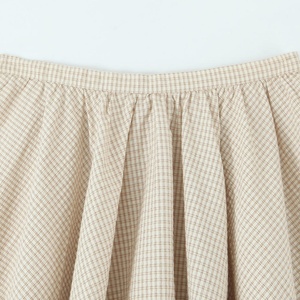 Falda informal de verano de algodón color caqui para mujer, con estampado a cuadros, ribete de encaje y cierre de cremallera. - Product Image 3