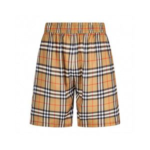 Nuevos pantalones cortos deportivos de lujo a la moda, estilo diseñador, con cintura elástica a rayas, color caqui, tipo Burberry, para hombre. - Product Image 1