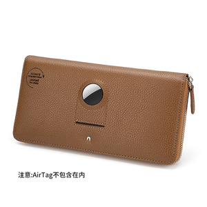 Lychee Textured AirTag <b>Wallet</b> With Card Slots <b>Long</b> Zippered Clutch Large Capacity Multifunctional Women's <b>Wallet</b> Light Brown 6 - Product Image 5