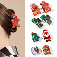 Pince à cheveux en acrylique Shily&OS motif Noël - Clips Père Noël, Bonhomme de neige et Oignon en pain d'épices pour femmes (Acrylique)
